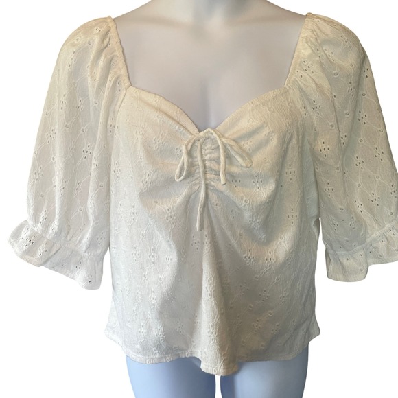 Lane Bryant Tops - Lane Bryant Coquette Cottage Boho Top White Eyelet Peasant Boho Size 22/24